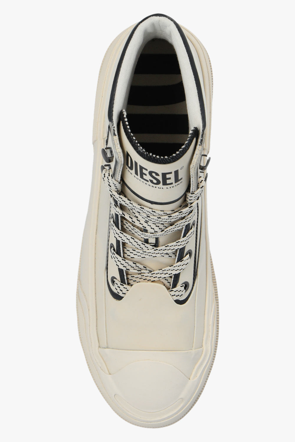 Multimaterial sneakers with a logo tongue - Cream 'D